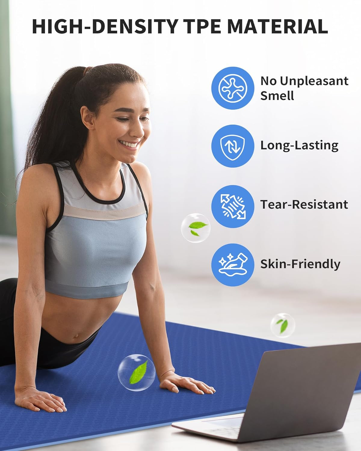 72''X48'' Large Yoga Mat, Extra Thick TPE Workout Mat