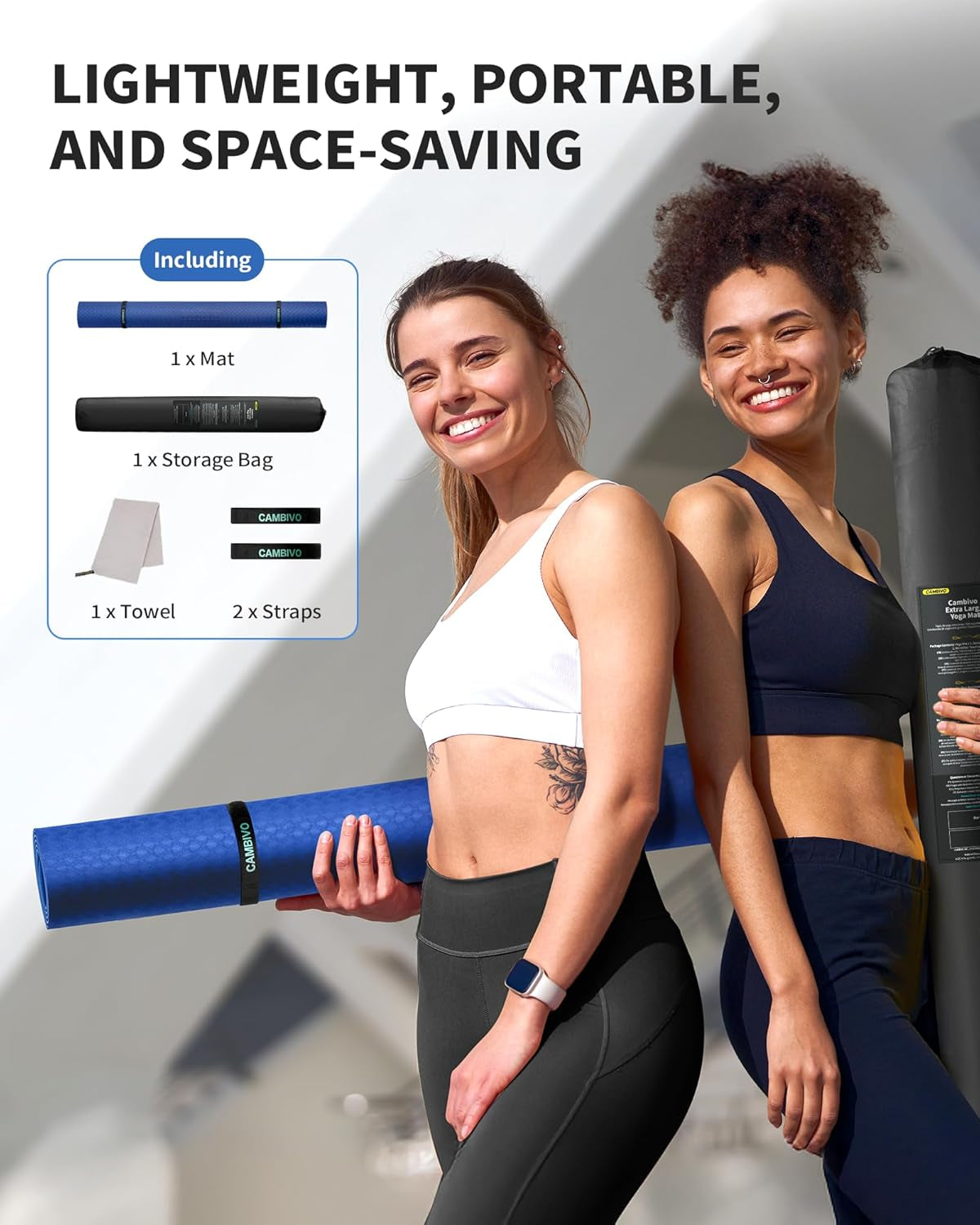 72''X48'' Large Yoga Mat, Extra Thick TPE Workout Mat