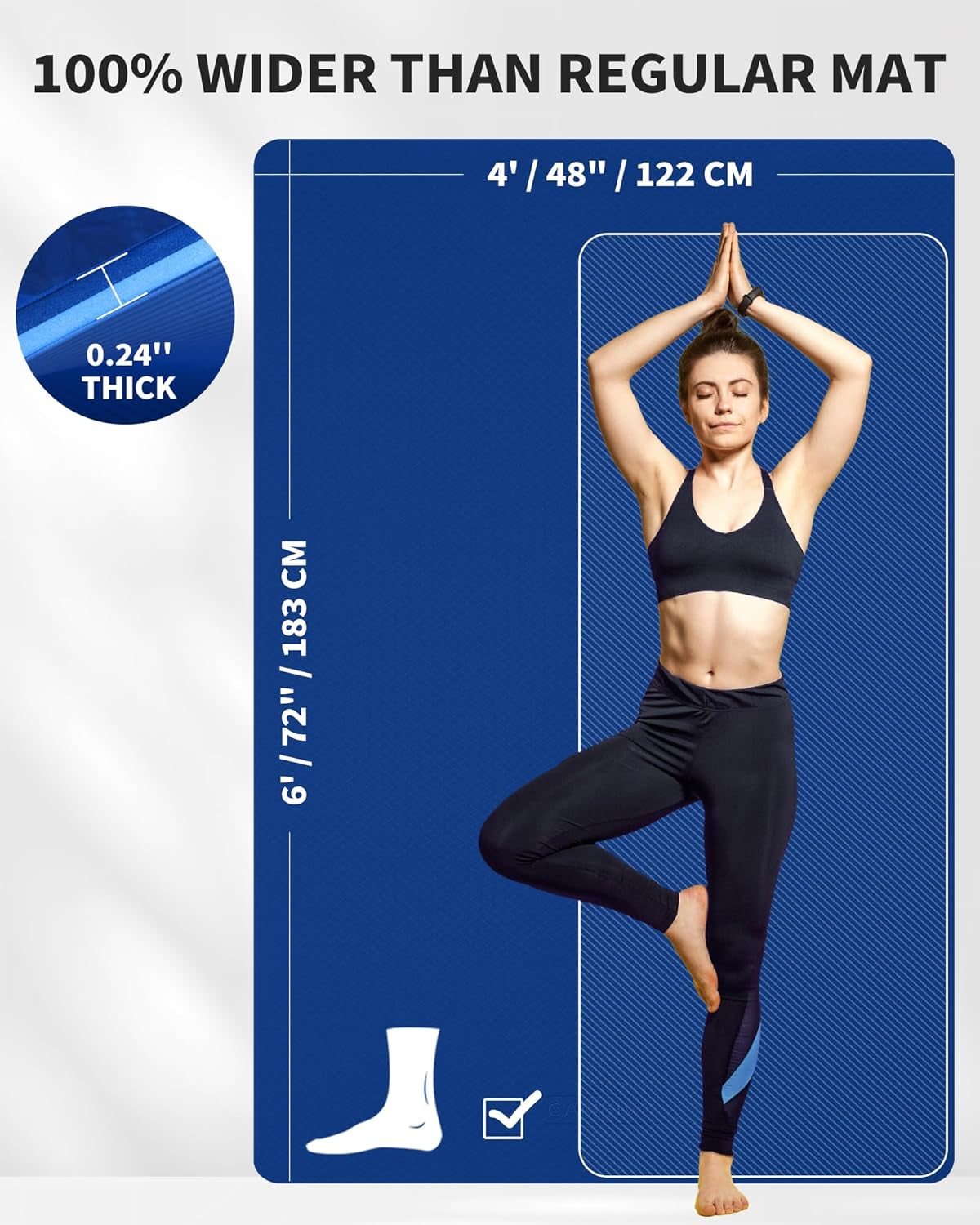 72''X48'' Large Yoga Mat, Extra Thick TPE Workout Mat
